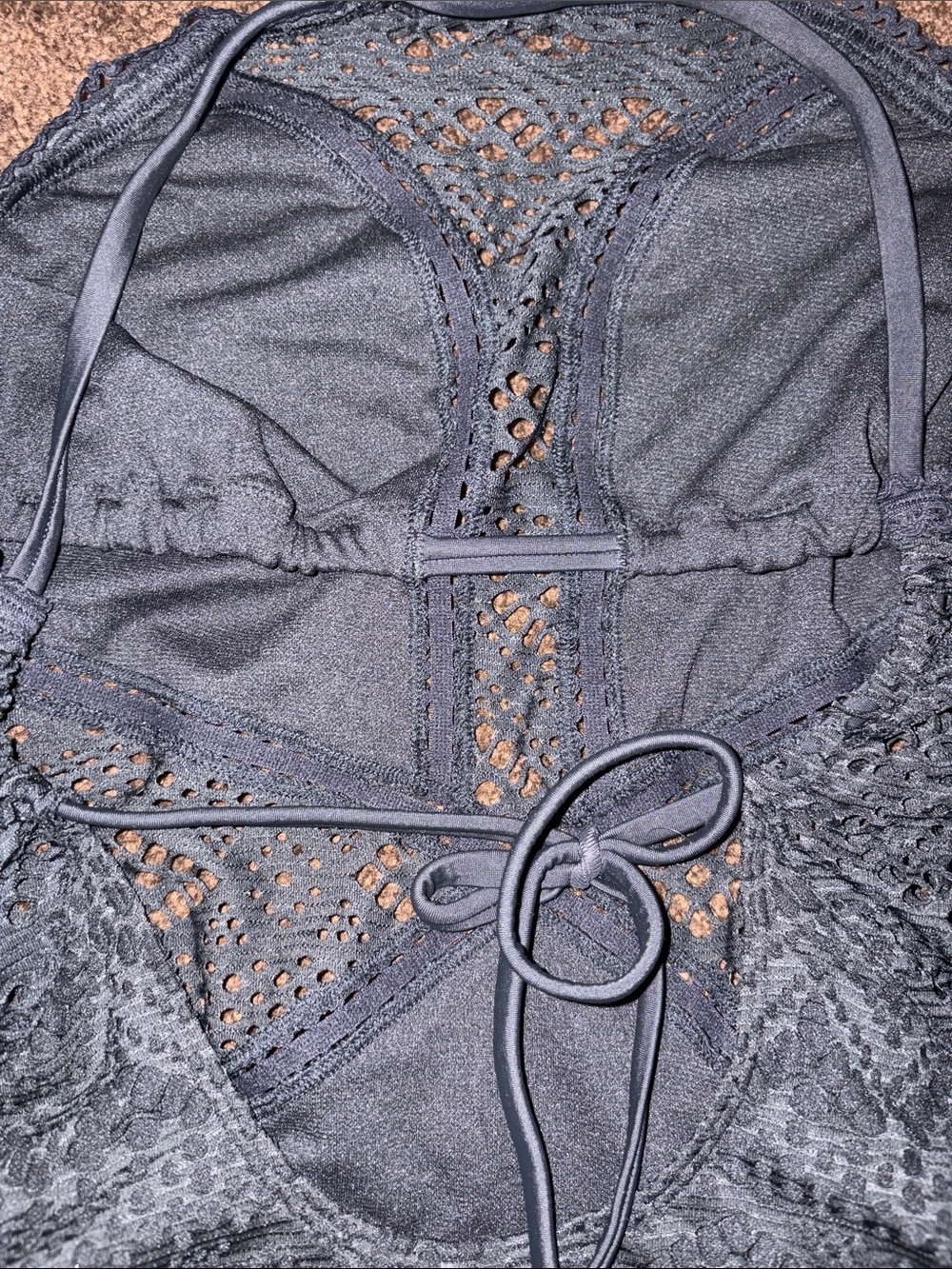 Adore Me Black Crochet Halter One-Piece Swimsuit - Picture 5 of 6